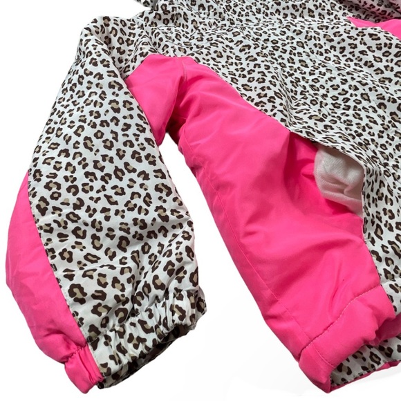 The Children’s Place size 5t hot pink & brown animal print winter coat & jacket - Picture 2 of 11